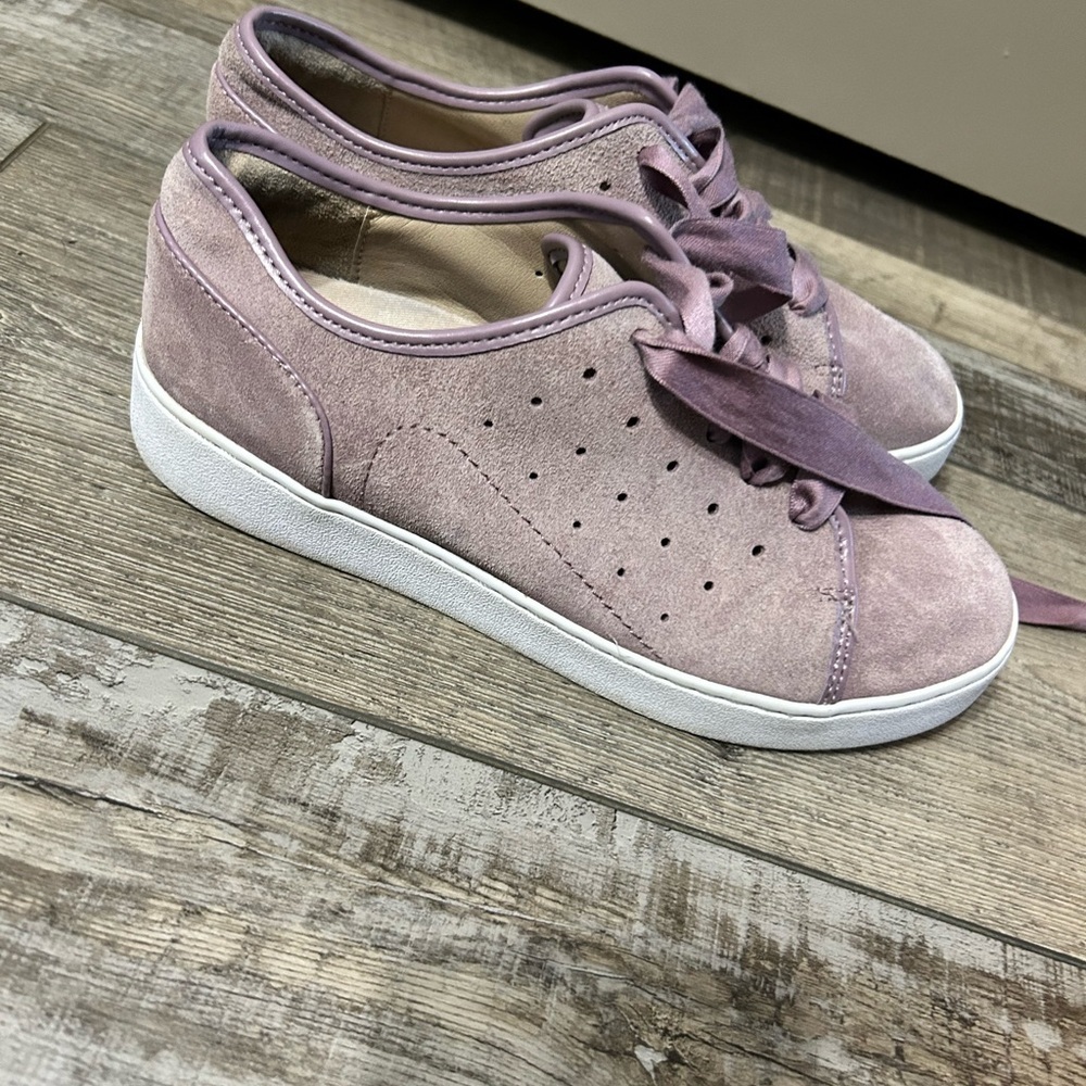 Vionic Splendid Keke Women's Mauve Suede Sneaker Shoes Ribbon laces